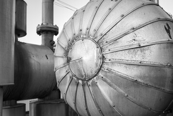 Detail of an Oil and Gas Industry thermal insulate tank. They're used for hydrocarbons storage and transportation, inside O&G treatment plants.