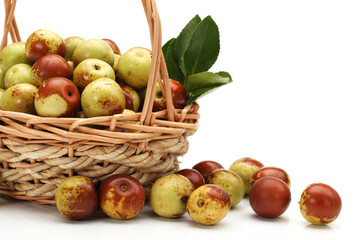 jujube or chinese date on white background