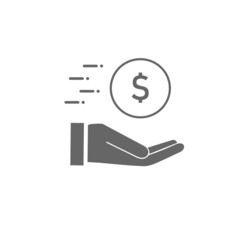 Financial service icon vector , hand holding coin symbol , Isolated Finance icon.