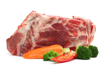 Raw spare ribs on white background 