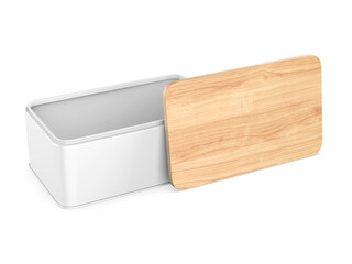 Blank Farmhouse Bread Box, 3d render illustration.