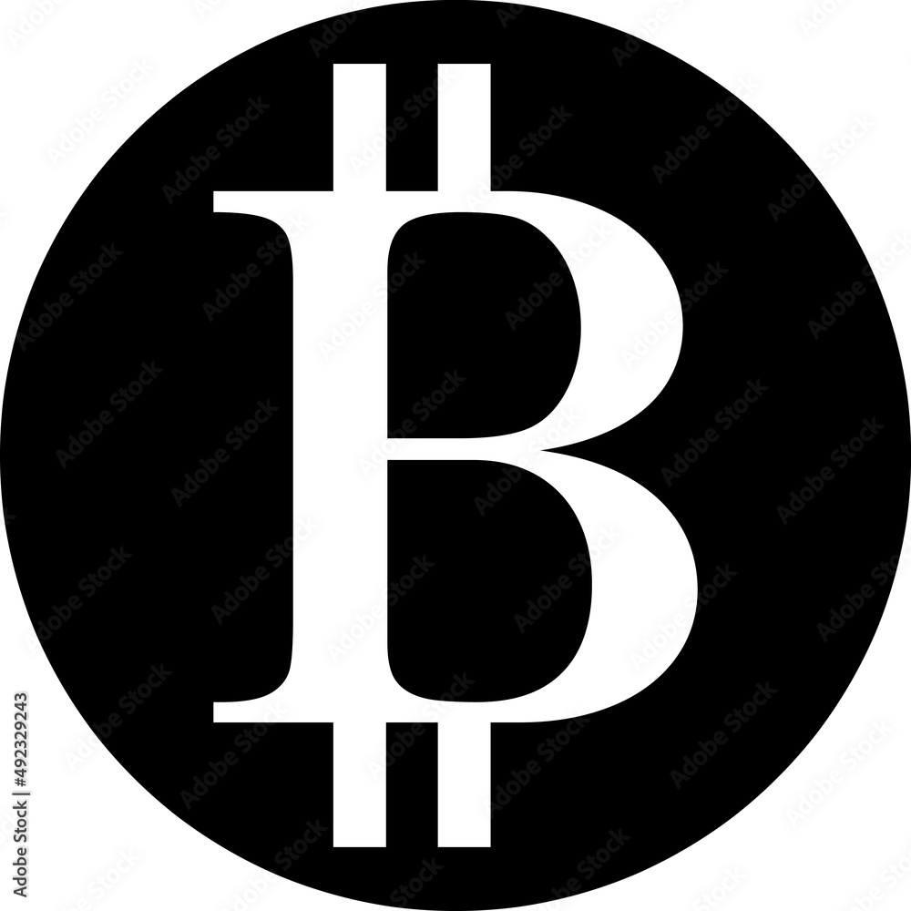 Aufkleber bitcoin sign icon for internet money. crypto currency symbol and coin image for using in web project