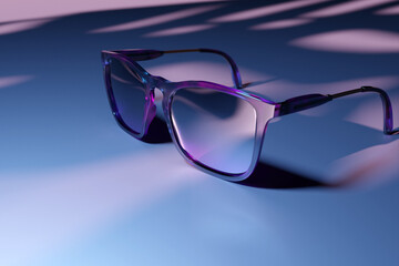  Realistic  black   sunglasses on a  monocrome  background, 3d illustration