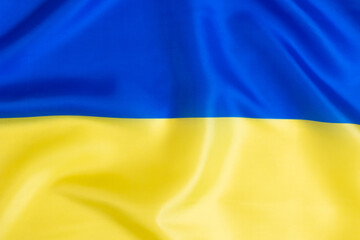 Close up of Ukraine flag, the national Ukrainian flag