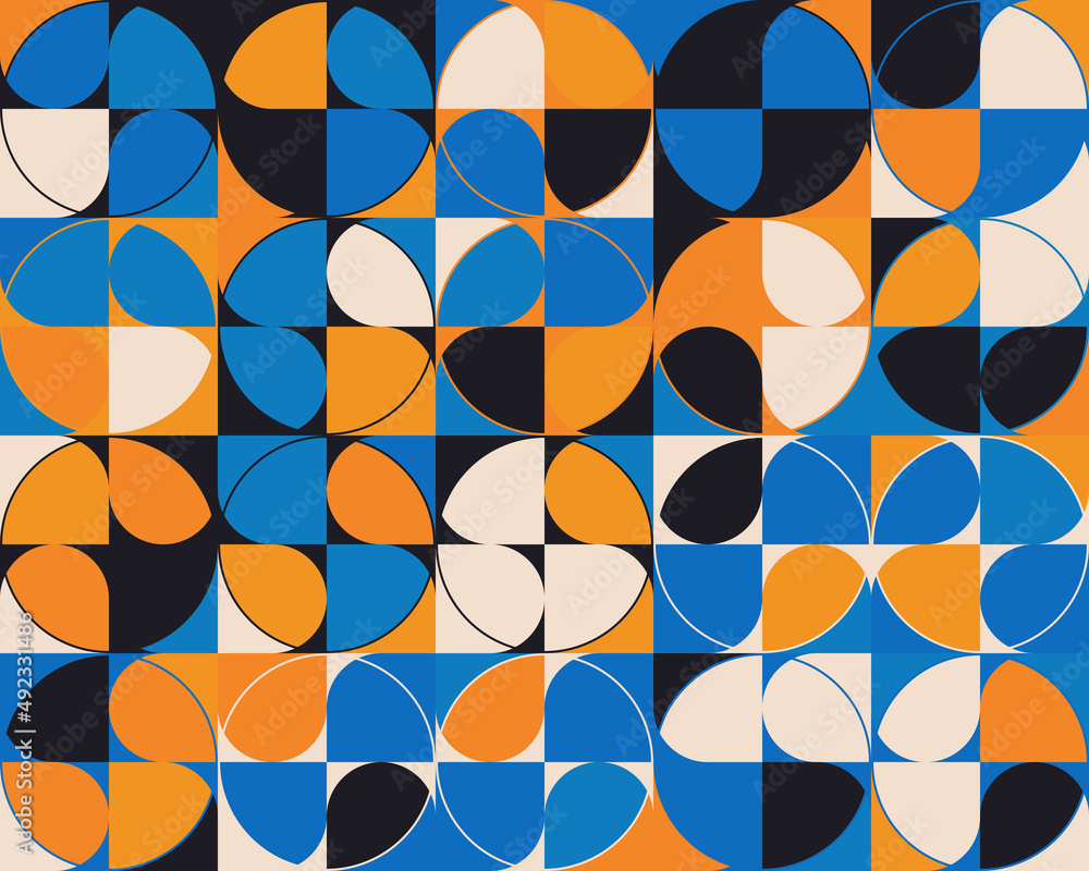 Poster seamless pattern vector graphics design made with abstract geometric shapes and forms
