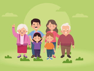 family members in landscape