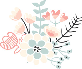 Flowers and leaves composition, Decorative wedding illustration