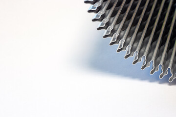 shiny metal corrugation. bent aluminum foil lamella.