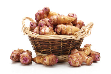 Jerusalem artichoke on a white background