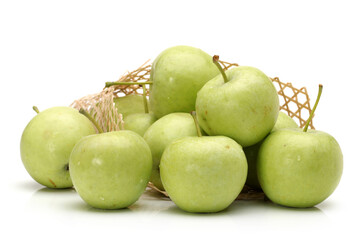 green apples on white.