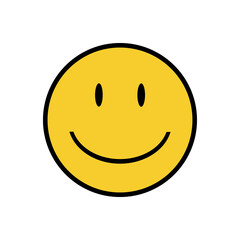 Drawing of a smiling face in cartoon style for printing. Vector illustration.
