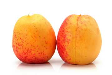Fresh apricot fruits isolated on white background