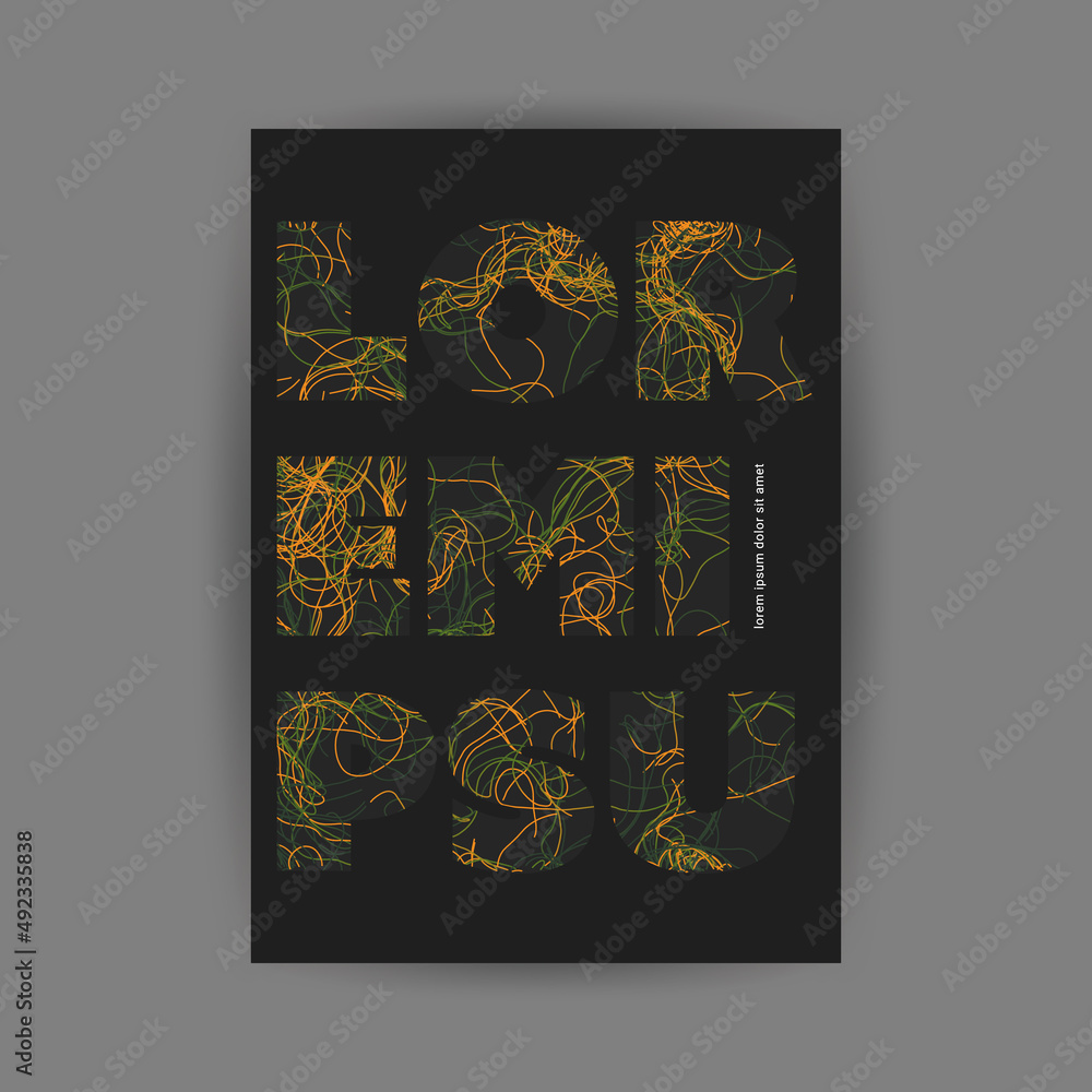 Poster modern style abstract flyer or cover design for your business with dark digitally generated pattern 