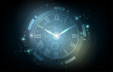 Fototapeta na wymiar Vector futuristic technology cyber clock concept