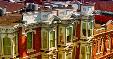 Aerial view of buildings in Victoria on a beautiful sunny day., Vancouver Island