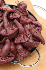 Boiled Red pine tree mushrooms for Cooking raw on white background