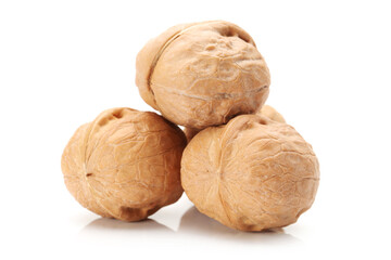 walnuts on white background