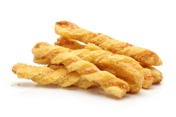 Fried dough twist on white background