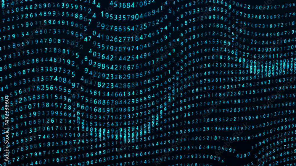 Leinwandbilder Digital background. Big data. Hacker concept. Abstract matrix. Computer generated many numbers. 3D rendering