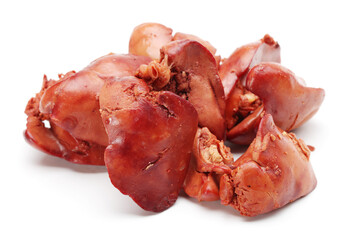 Chicken livers on white background