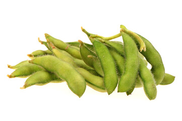 green soybeans isolated on white
