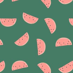 Watermelon pattern. Pink watermelon. Fruit pattern.