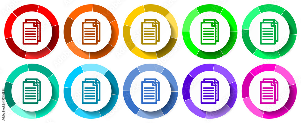 Poster Document icon set, copy flat design vector illustration in 10 colors options for mobile applications and webdesign
