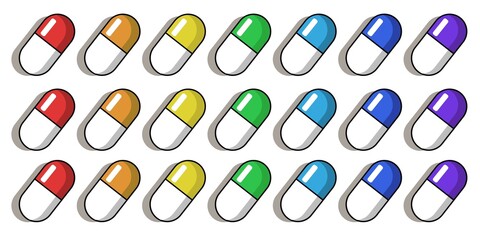 Set of colorful capsules.Vector image.