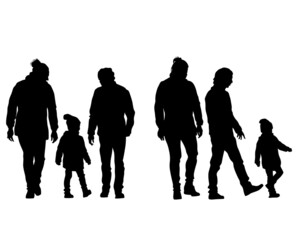 Families with little child on white background