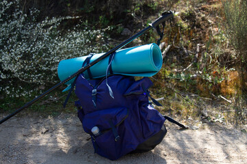 hiking backpack on the trail