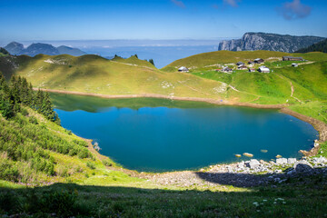 Lac De Lessy and Mountain landscape in The Grand-Bornand, France