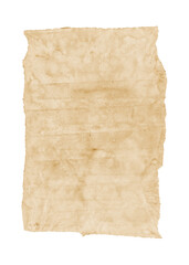 Old grunge paper sheet. Parchment isolated on white