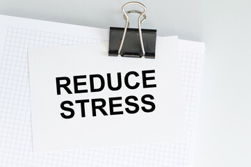 Reduce stress - Yellow Sticky Note with white background
