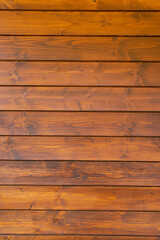 Fototapeta na wymiar Brown colored fir wood planks wall