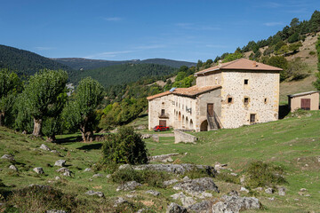 Fototapeta na wymiar Ermita de la Virgen de Lomos de Orio, barroca del siglo XVII, Parque Natural Sierra Cebollera, Rioja, Spain