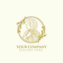 women fashion hi jab muslim mascot logo