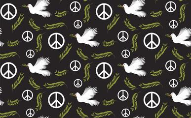 Flying Pigeon. Dove of peace. International day of peace seamless pattern background
- 492345092