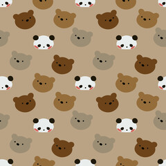 Cute Bear and panda seamless pattern, vector illustration background.Great for wrapping paper,fabric for kids and any print art.