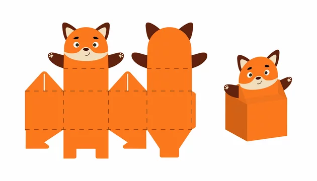 Cute Fox Gift Pillow Box Template Graphic by JexyArt · Creative Fabrica