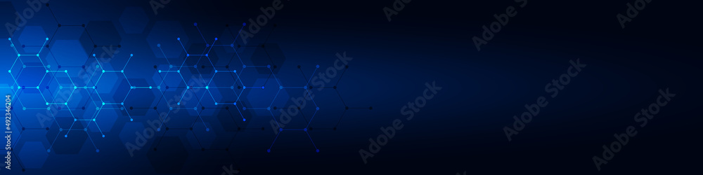 Wall mural abstract background and design element with geometric shape and hexagon pattern for banner or websit