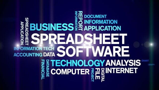 Spreadsheet Software Animated Tag Word Cloud;Text Design Animation typography seamless loop.