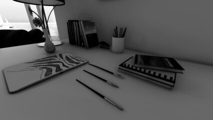 black and white world and grayscale world rendering