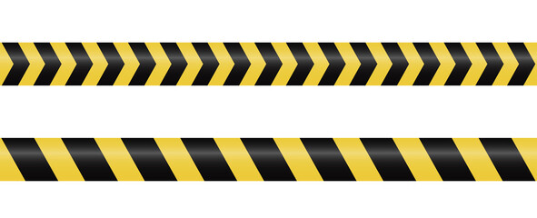 Construction border. Warning caution sign. Black and yellow line. Seamless barrier.