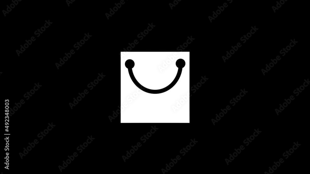 Poster white picture of package on a black background. shopping in the store. distortion liquid style trans