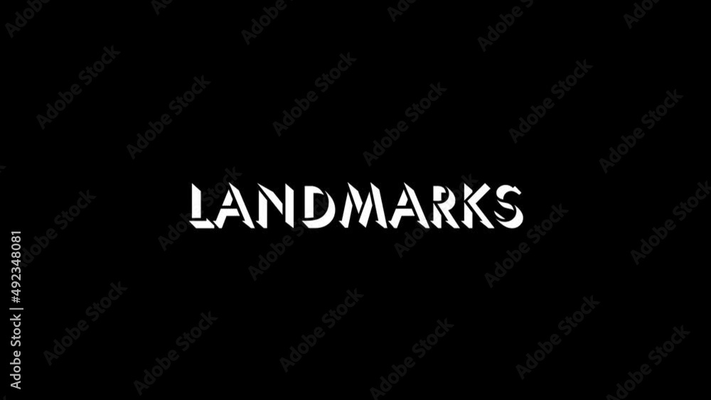 Poster white picture of landmarks on a black background. meadows parks. distortion liquid style transition 