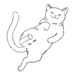 cute cartoon cat lying on his back
