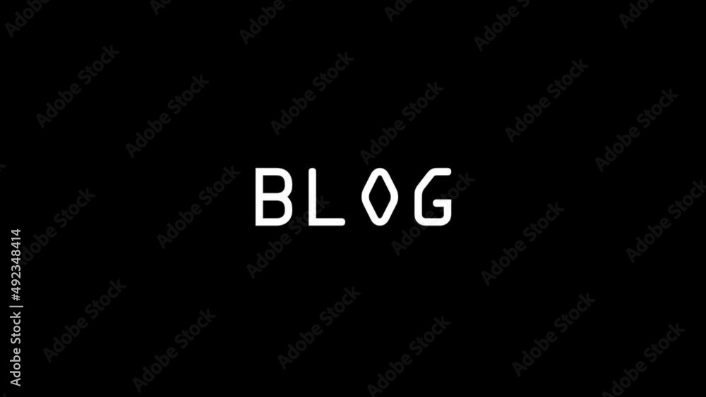 Poster white picture of blog on a black background. life online. distortion liquid style transition icon fo