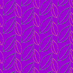 Vector seamless half-drop pattern, with leaves 