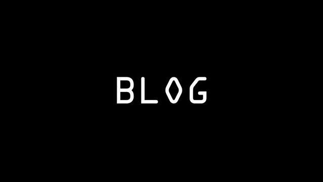White picture of blog on a black background. life online. Distortion liquid style transition icon for your project. 4K video animation for motion graphics and compositing.