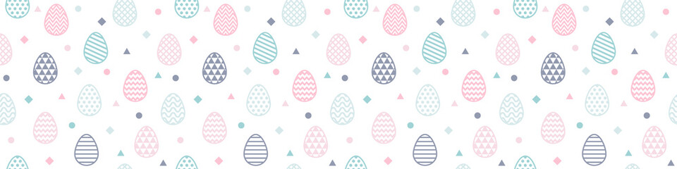 Easter seamless pattern with decorative eggs. Banner. Vector